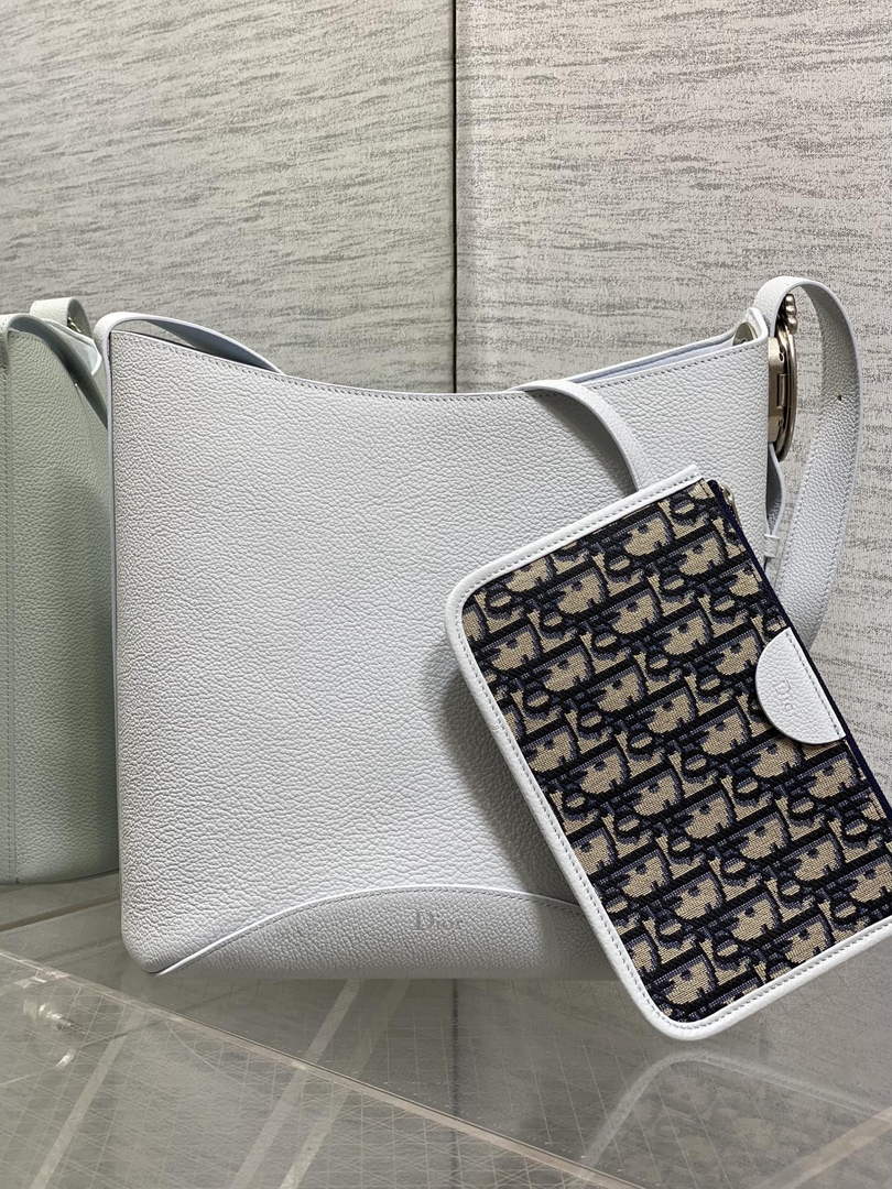Medium Dior Médaillon Bucket Bag - Blue Grained Calfskin M1532 - Default Title - View 2