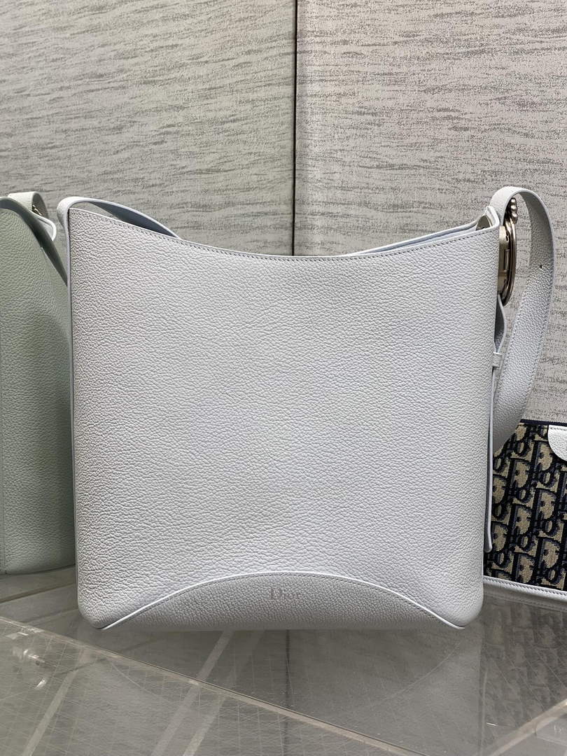 Medium Dior Médaillon Bucket Bag - Blue Grained Calfskin M1532 - Default Title - View 3