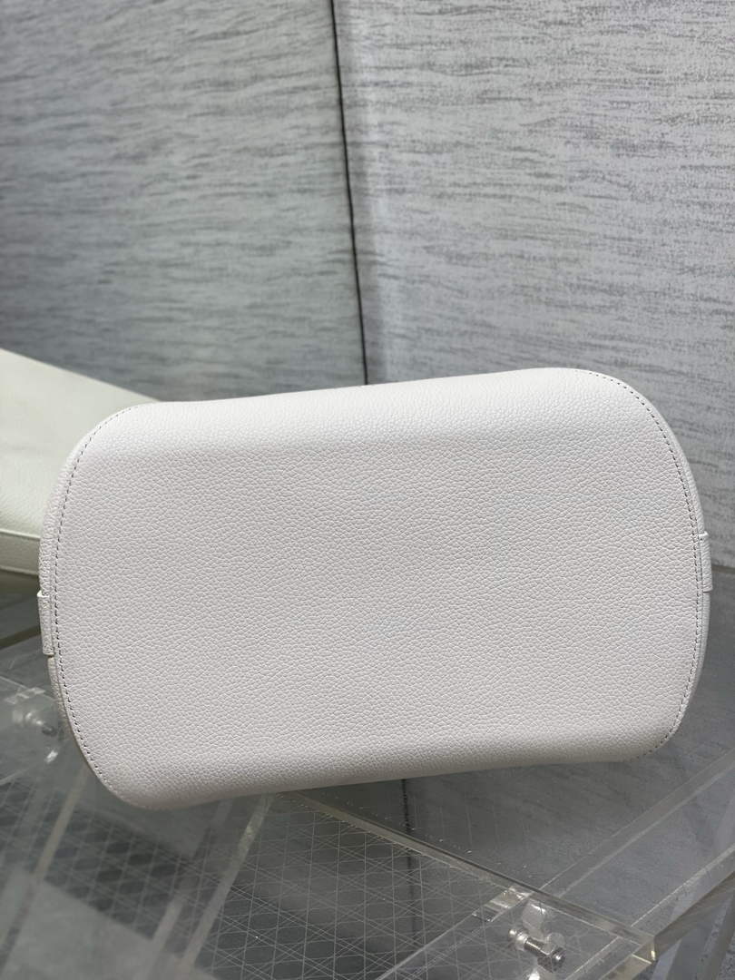 Medium Dior Médaillon Bucket Bag - White Grained Calfskin M1532 - Default Title - View 8