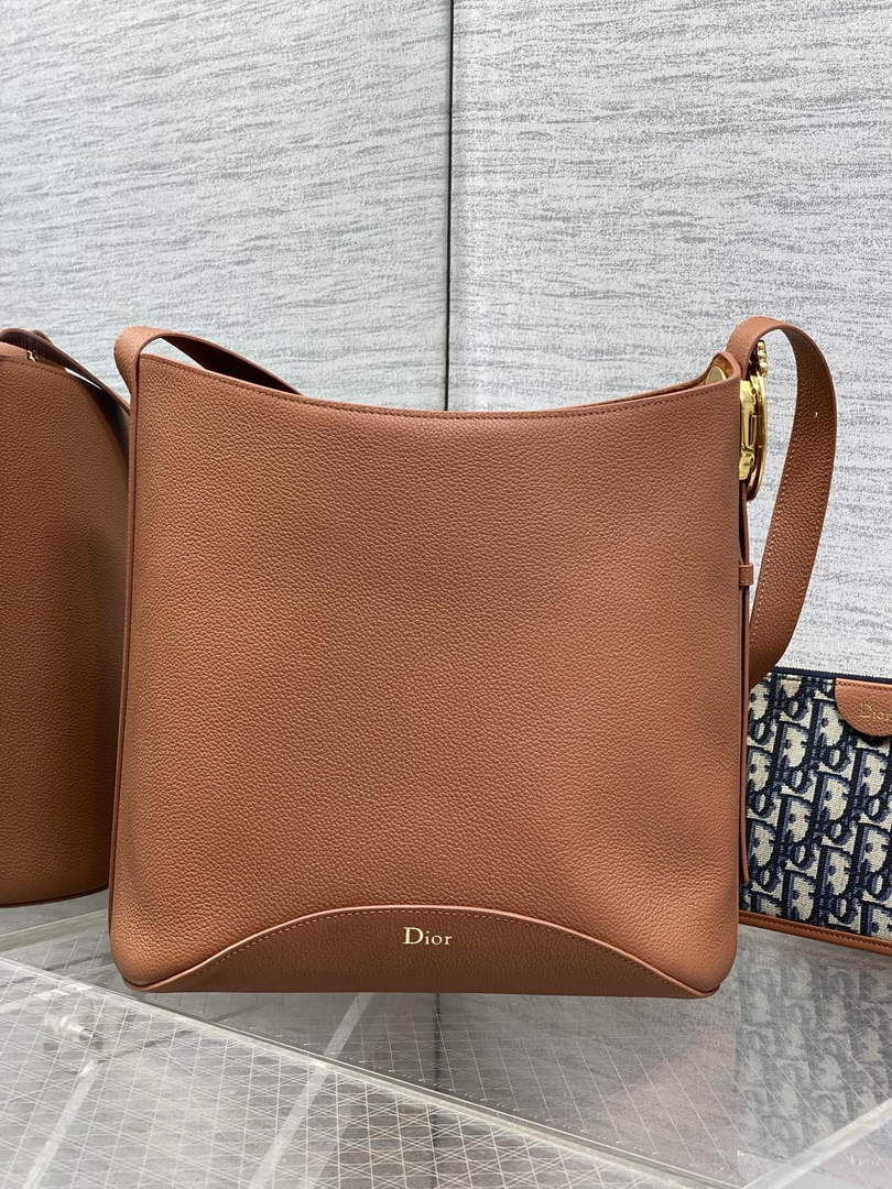 Medium Dior Médaillon Bucket Bag - Brown Grained Calfskin M1532 - Default Title - View 3