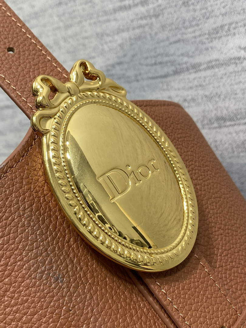 Medium Dior Médaillon Bucket Bag - Brown Grained Calfskin M1532 - Default Title - View 5