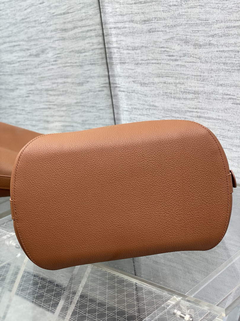 Medium Dior Médaillon Bucket Bag - Brown Grained Calfskin M1532 - Default Title - View 8