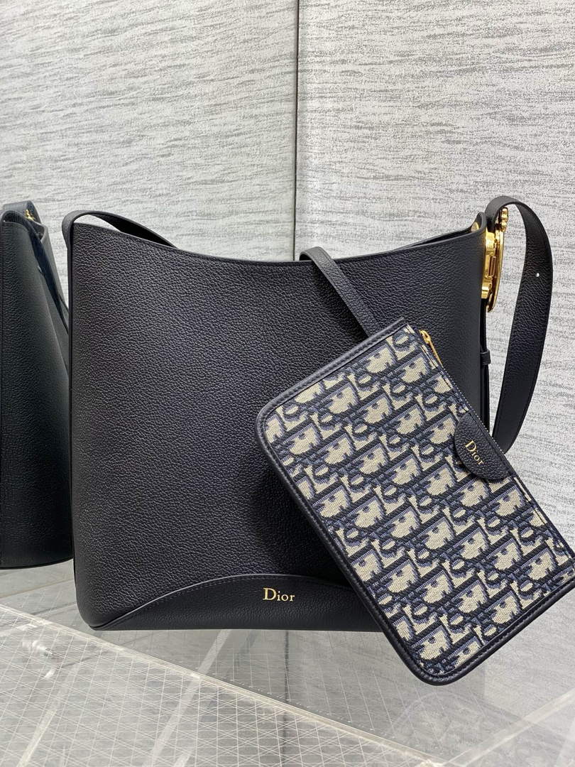 Medium Dior Médaillon Bucket Bag - Black Grained Calfskin M1532 - Default Title - View 2