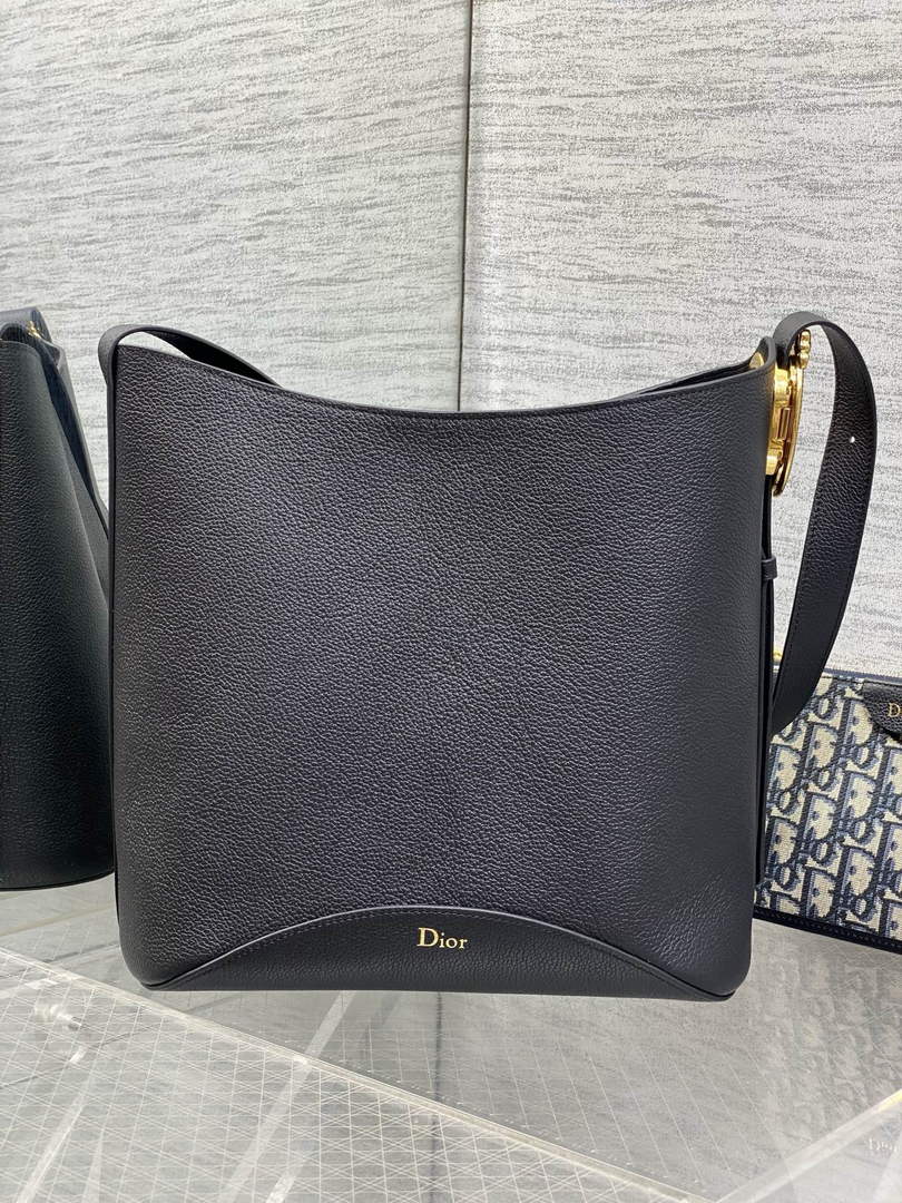 Medium Dior Médaillon Bucket Bag - Black Grained Calfskin M1532 - Default Title - View 3