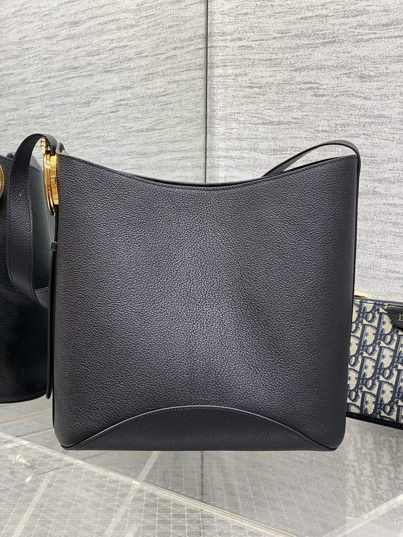 Medium Dior Médaillon Bucket Bag - Black Grained Calfskin M1532 - Default Title - View 7