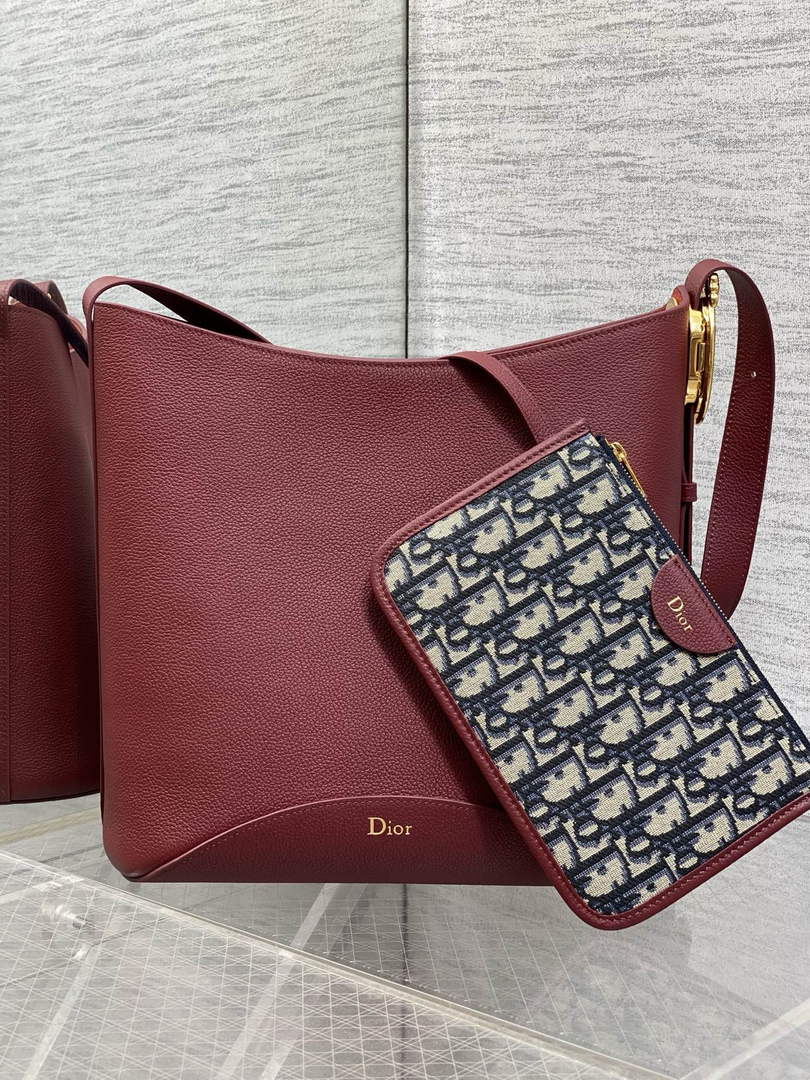 Medium Dior Médaillon Bucket Bag - Red Grained Calfskin M1532 - Default Title - View 2