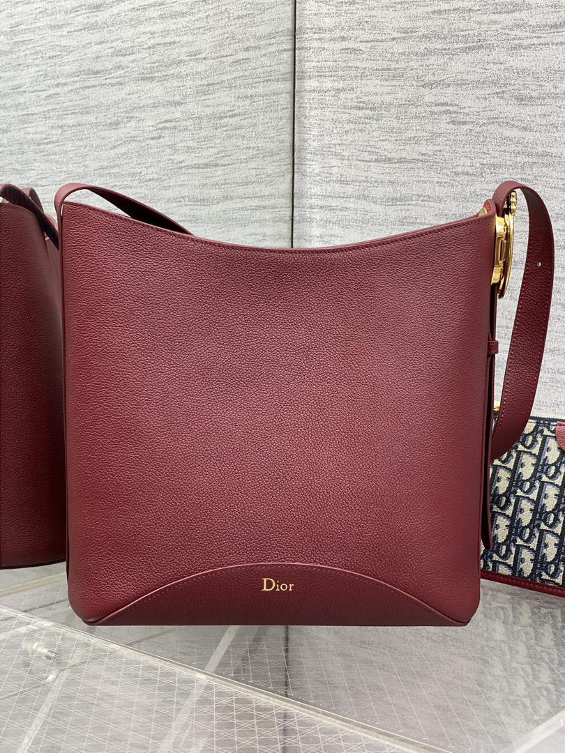 Medium Dior Médaillon Bucket Bag - Red Grained Calfskin M1532 - Default Title - View 3