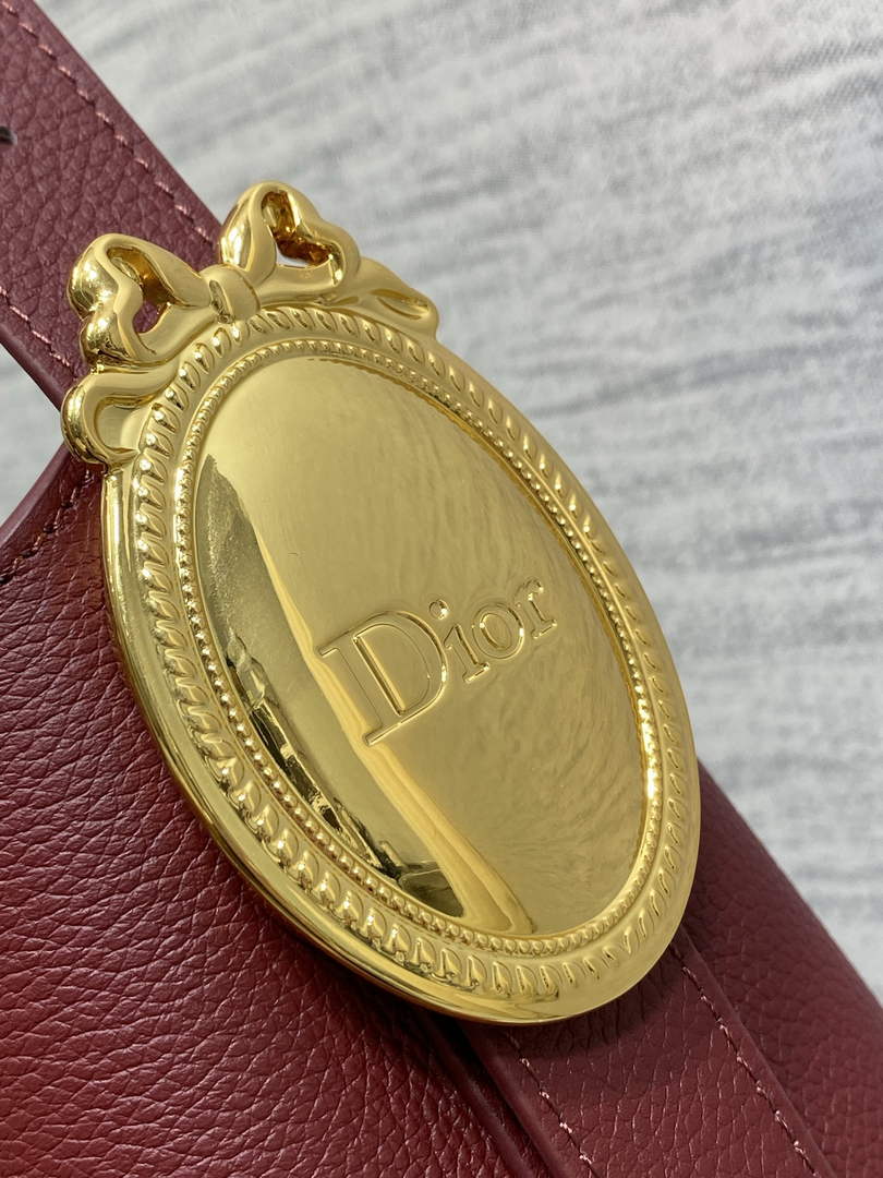 Medium Dior Médaillon Bucket Bag - Red Grained Calfskin M1532 - Default Title - View 5