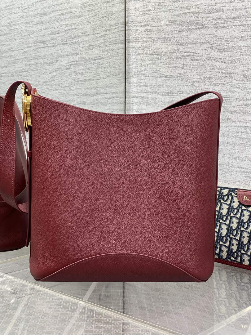 Medium Dior Médaillon Bucket Bag - Red Grained Calfskin M1532 - Default Title - View 6