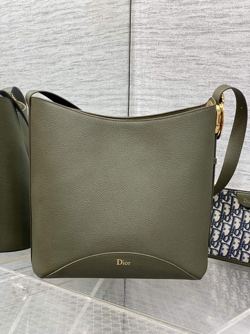 Medium Dior Médaillon Bucket Bag - Green Grained Calfskin M1532 - Default Title - View 3