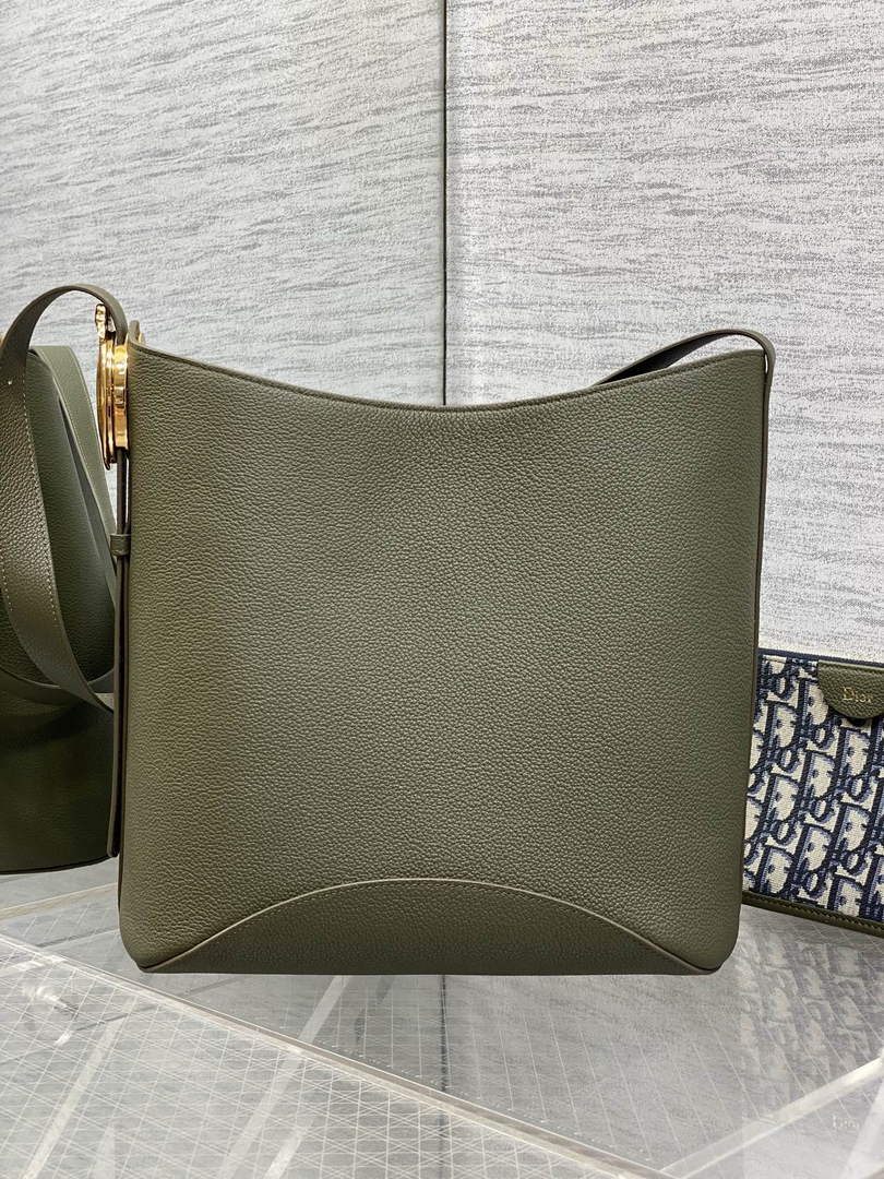 Medium Dior Médaillon Bucket Bag - Green Grained Calfskin M1532 - Default Title - View 6