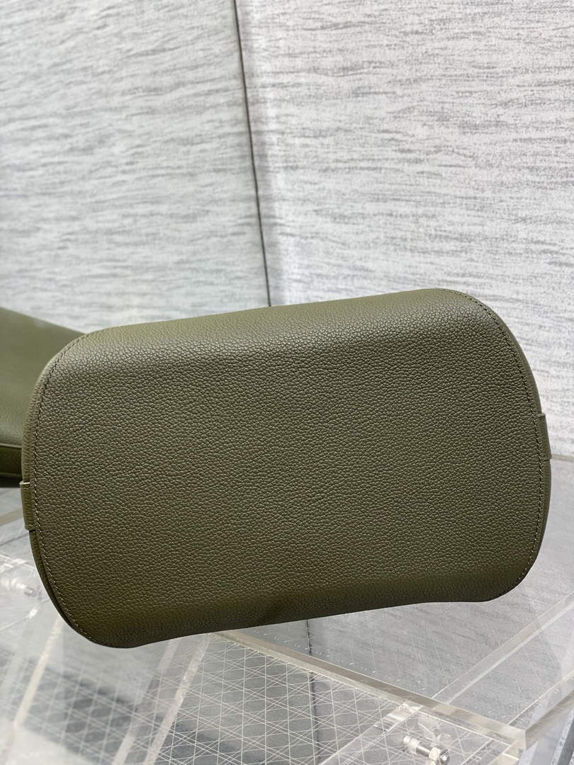 Medium Dior Médaillon Bucket Bag - Green Grained Calfskin M1532 - Default Title - View 8