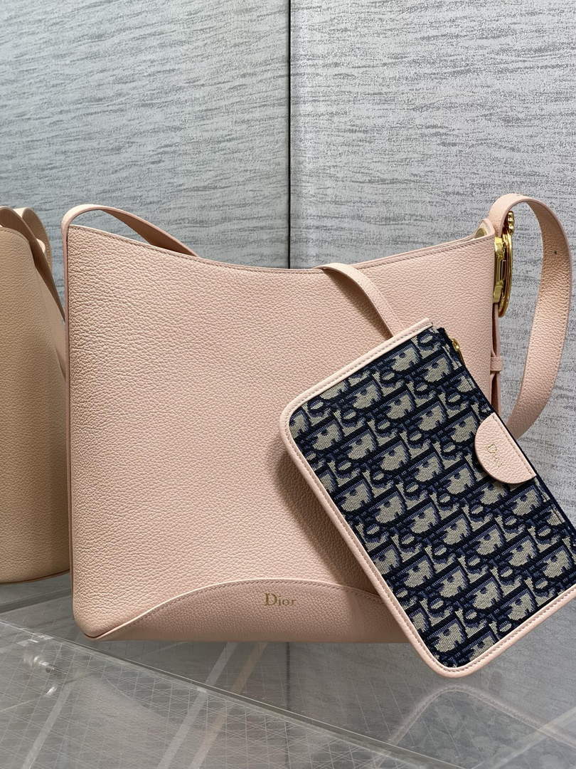 Medium Dior Médaillon Bucket Bag - Light Pink Grained Calfskin M1532 - Default Title - View 2