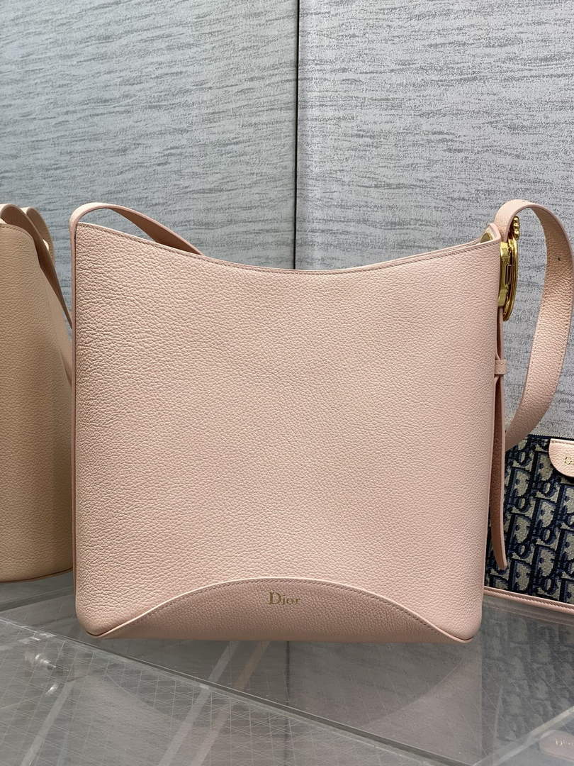 Medium Dior Médaillon Bucket Bag - Light Pink Grained Calfskin M1532 - Default Title - View 3