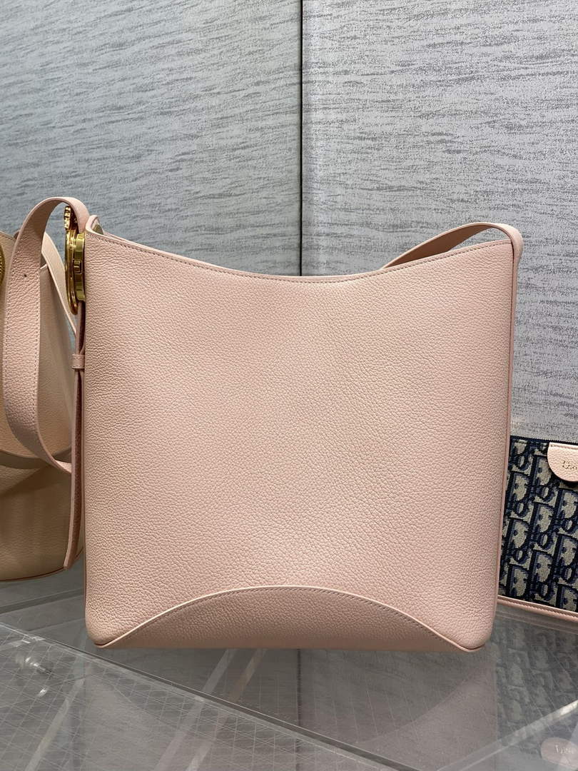 Medium Dior Médaillon Bucket Bag - Light Pink Grained Calfskin M1532 - Default Title - View 6