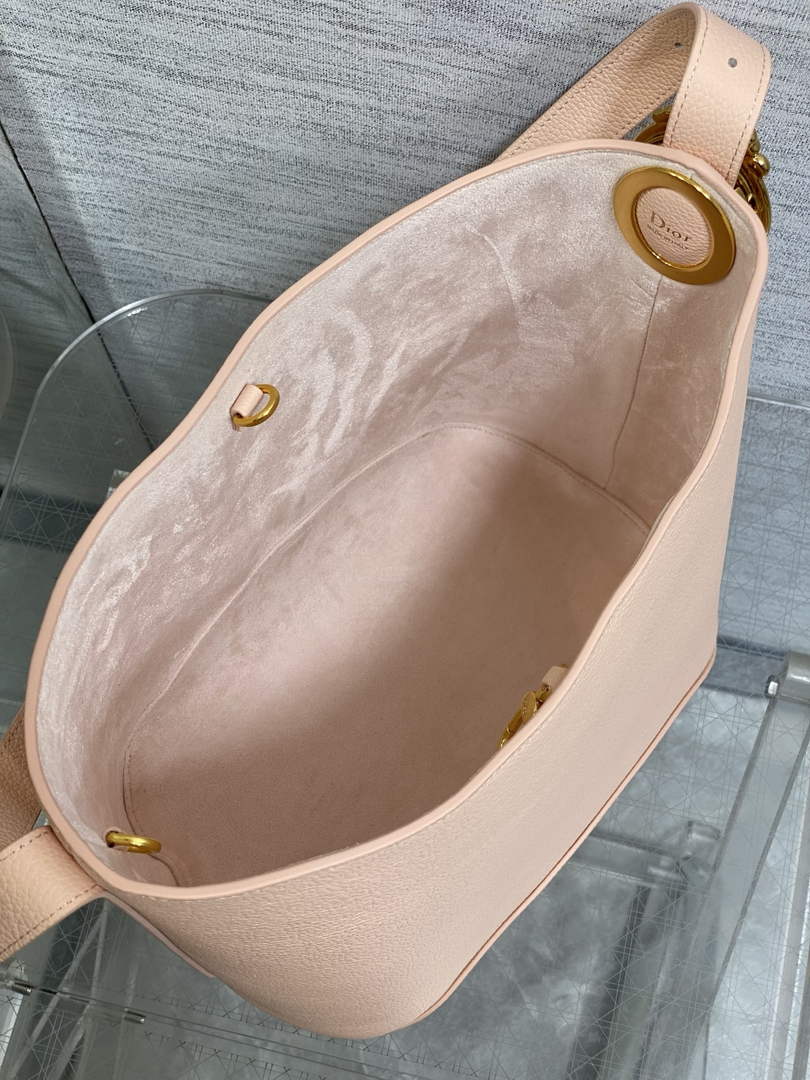 Medium Dior Médaillon Bucket Bag - Light Pink Grained Calfskin M1532 - Default Title - View 9