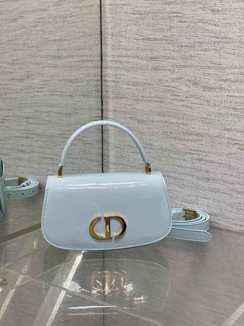 Dior Small 30 Montaigne Avenue Top Handle Bag M9370 Blue Patent Calfskin - Default Title - View 2