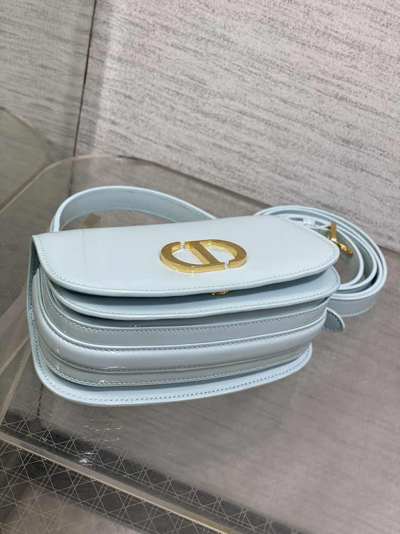 Dior Small 30 Montaigne Avenue Top Handle Bag M9370 Blue Patent Calfskin - Default Title - View 7