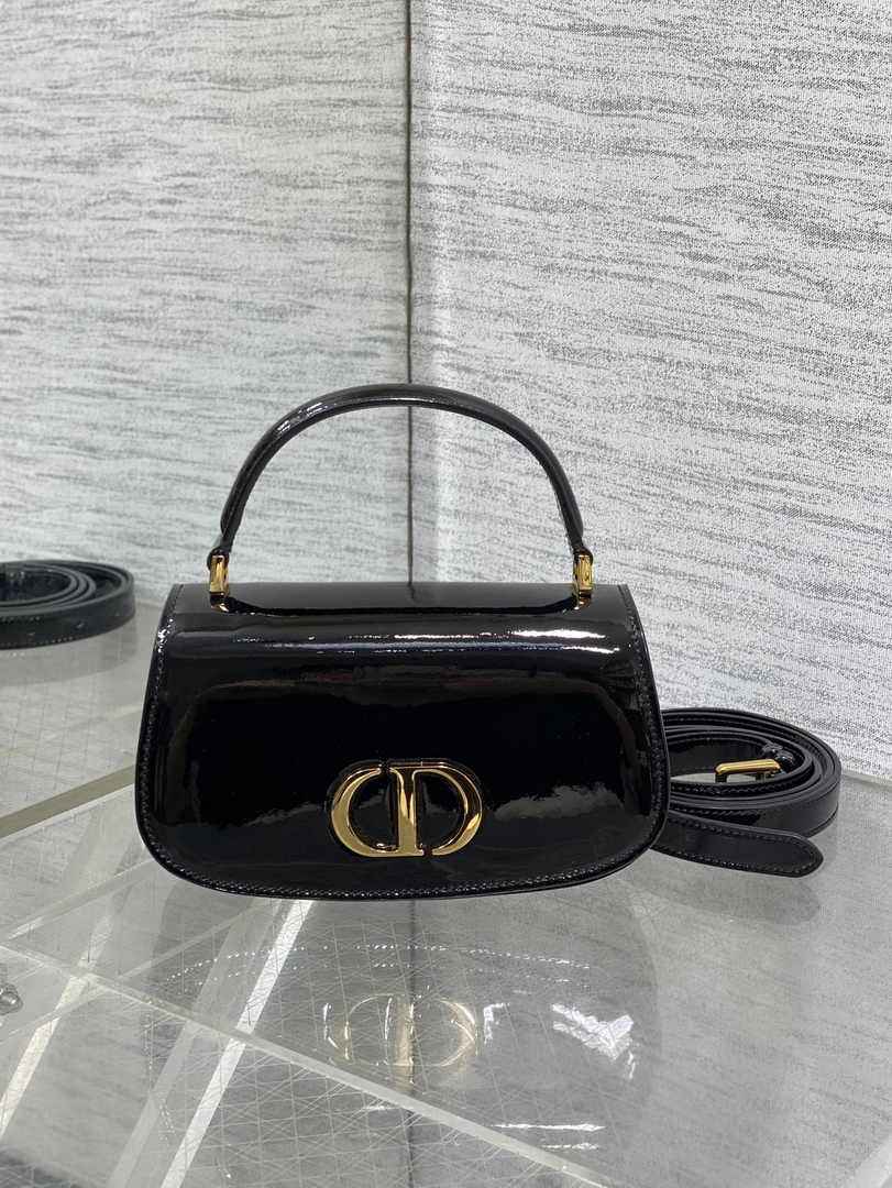Dior Small 30 Montaigne Avenue Top Handle Bag M9370 Black Patent Calfskin - Default Title - View 2