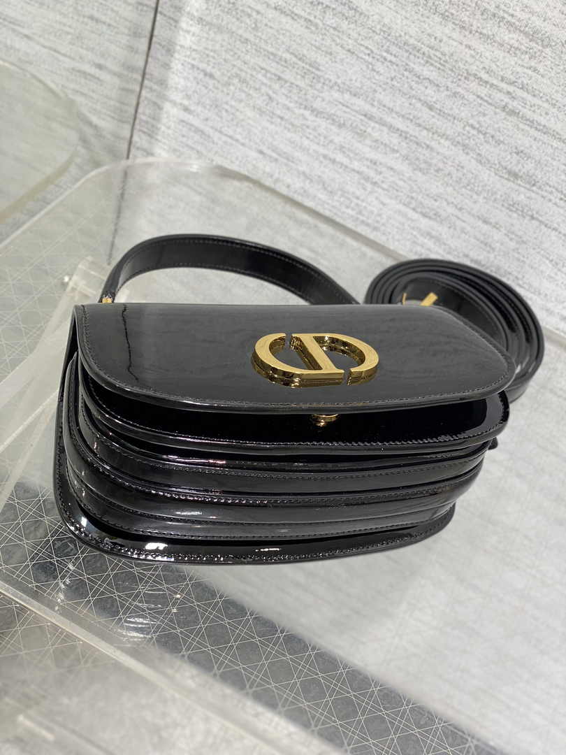 Dior Small 30 Montaigne Avenue Top Handle Bag M9370 Black Patent Calfskin - Default Title - View 7
