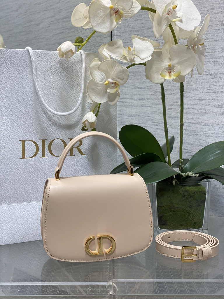 Dior Medium 30 Montaigne Avenue Top Handle Bag M9371 Powder Beige Ribbed Calfskin - Default Title - View 1