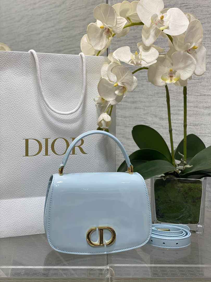 Dior Medium 30 Montaigne Avenue Top Handle Bag M9371 Blue Patent Calfskin - Default Title - View 1