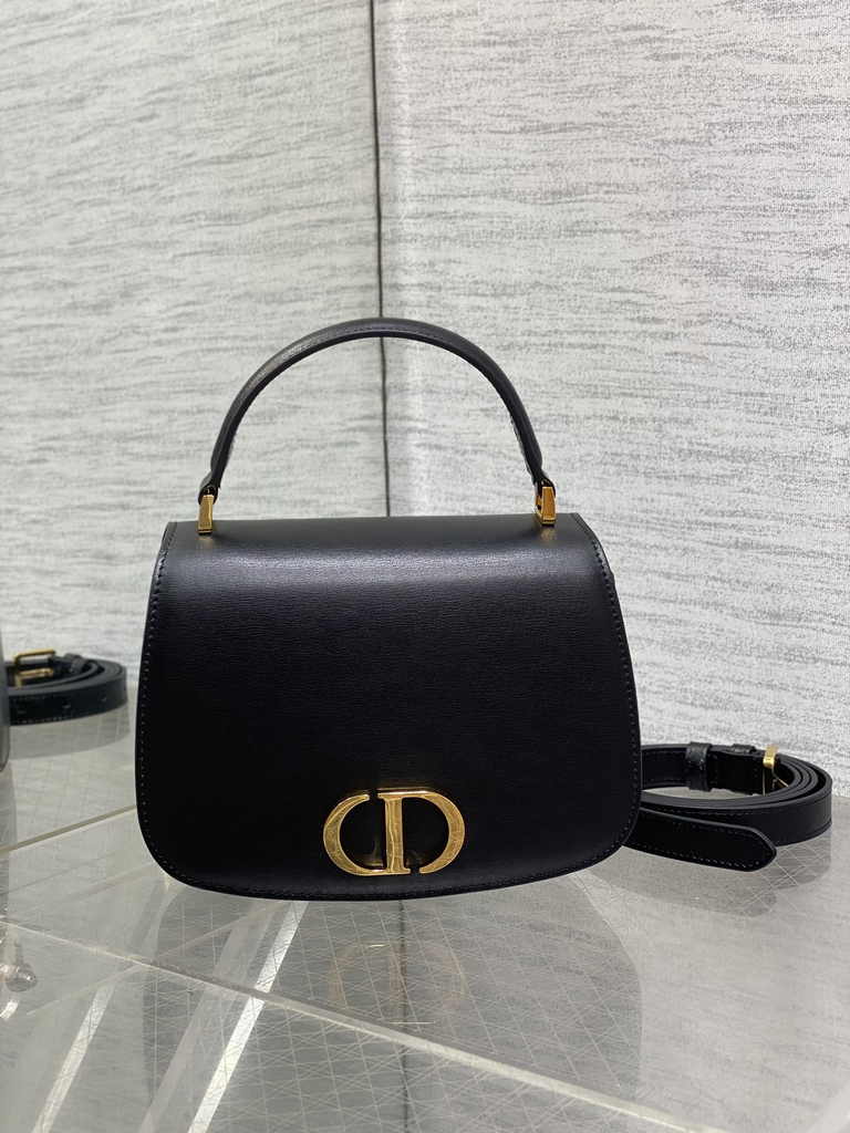 Dior Medium 30 Montaigne Avenue Top Handle Bag M9371 Black Ribbed Calfskin - Default Title - View 2