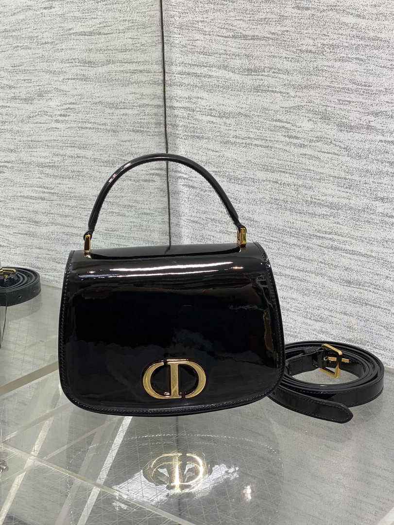 Dior Medium 30 Montaigne Avenue Top Handle Bag M9371 Black Patent Calfskin - Default Title - View 2