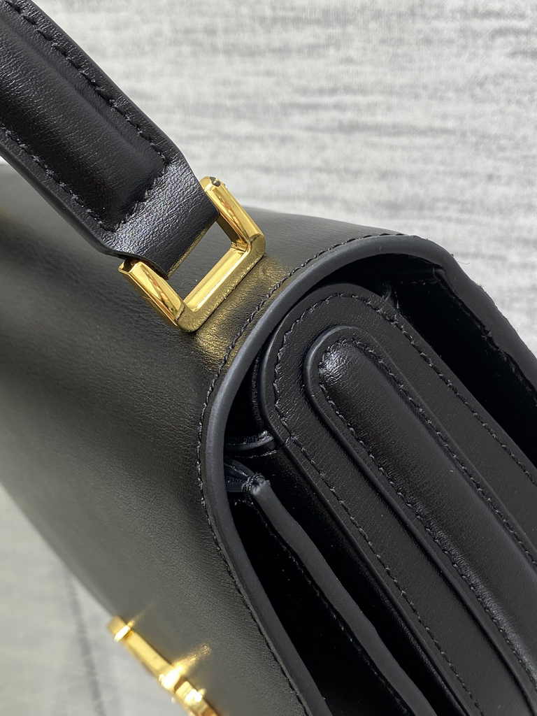 Dior Medium 30 Montaigne Avenue Top Handle Bag M9371 Black Ribbed Calfskin - Default Title - View 9