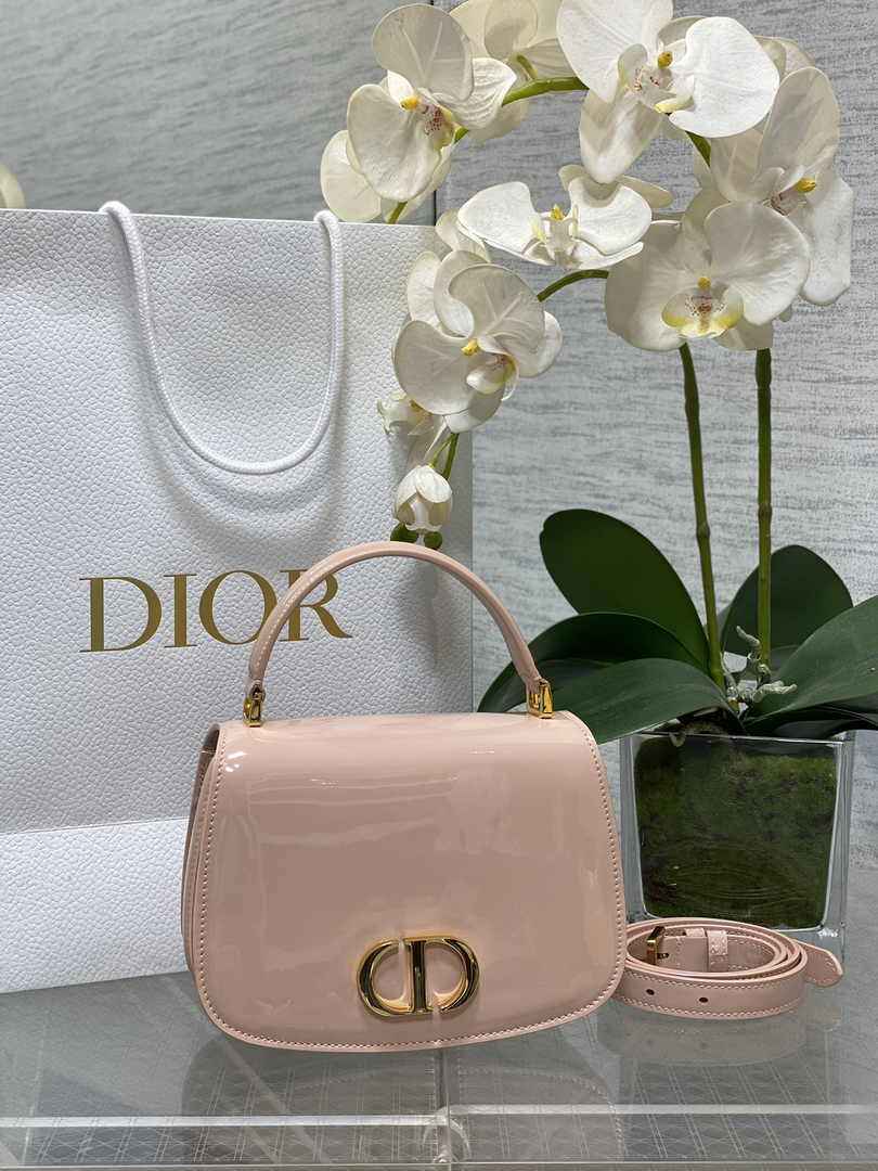 Dior Medium 30 Montaigne Avenue Top Handle Bag M9371 Pink Patent Calfskin - Default Title - View 1