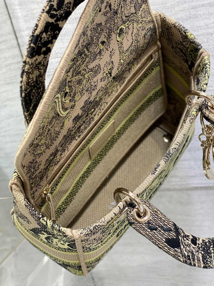 Dior Medium Dioriviera Lady D-Lite Bag M0565 Raffia with Lemon Yellow - Default Title - View 6
