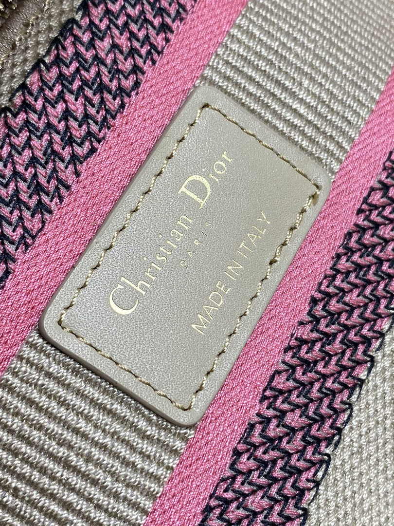 Dior Medium Dioriviera Lady D-Lite Bag M0565 Raffia with Candy Pink Toile - Default Title - View 7