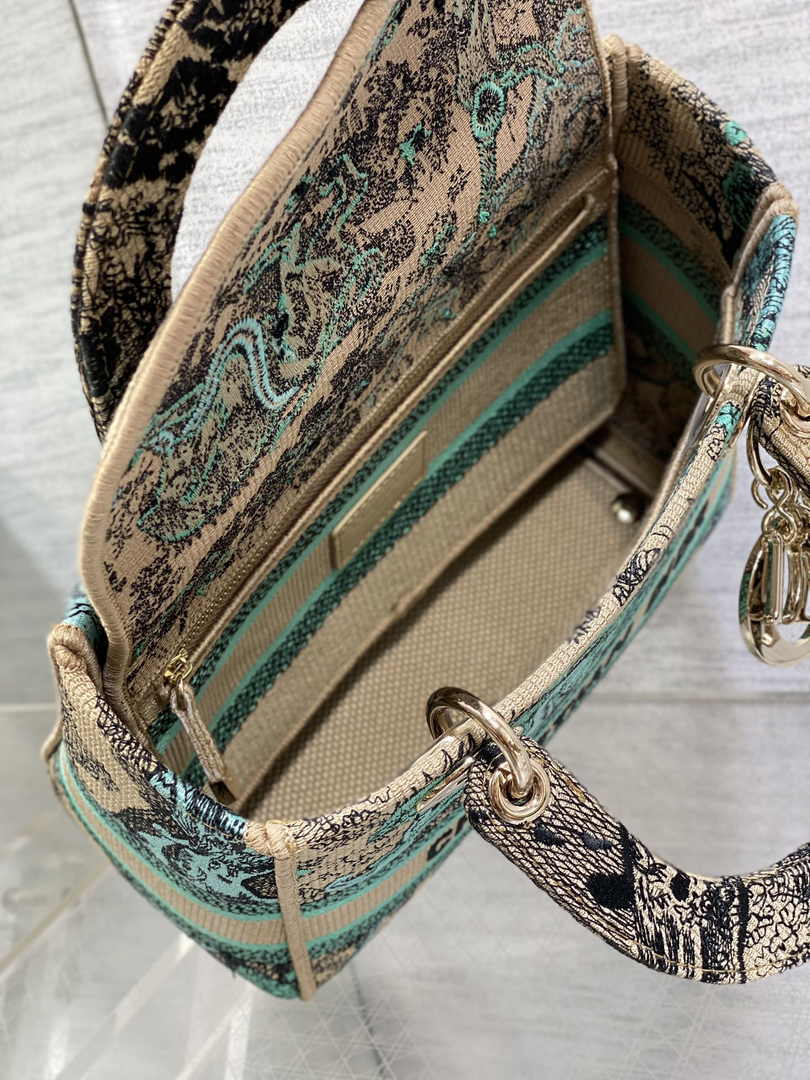 Dior Medium Dioriviera Lady D-Lite Bag M0565 Green de Jouy Sauvage Embroidery - Default Title - View 6