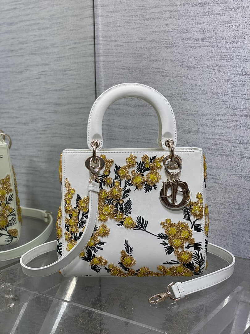 Dior Medium Lady D-Lite Bag M0565 White Cannage Lambskin - Default Title - View 2