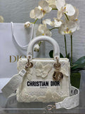 Dior Medium Lady D-Lite Bag M0565 White Embroidery - Default Title - View 1