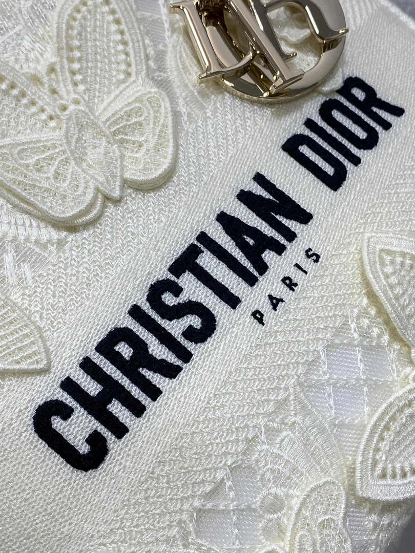 Dior Medium Lady D-Lite Bag M0565 White Embroidery - Default Title - View 9