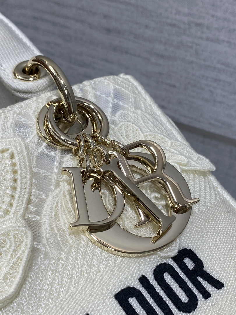 Dior Medium Lady D-Lite Bag M0565 White Embroidery - Default Title - View 8