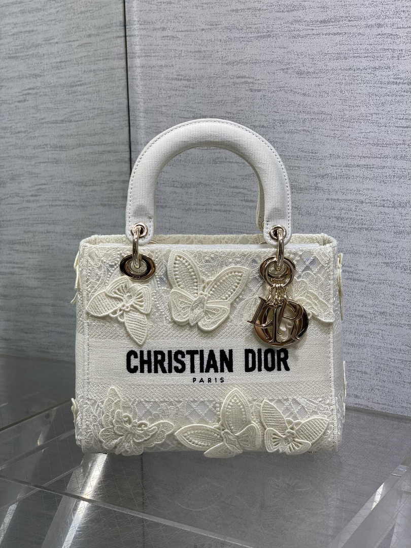 Dior Medium Lady D-Lite Bag M0565 White Embroidery - Default Title - View 2