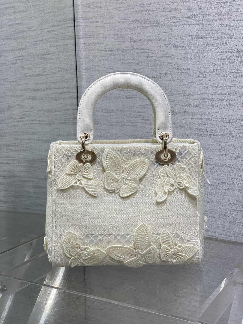 Dior Medium Lady D-Lite Bag M0565 White Embroidery - Default Title - View 3