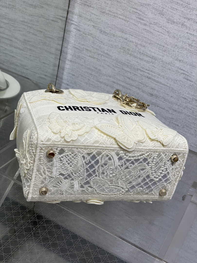 Dior Medium Lady D-Lite Bag M0565 White Embroidery - Default Title - View 7