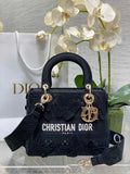 Dior Medium Lady D-Lite Bag M0565 Black Embroidery - Default Title - View 1