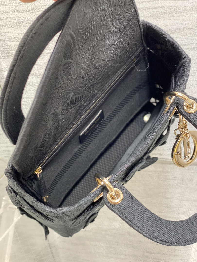 Dior Medium Lady D-Lite Bag M0565 Black Embroidery - Default Title - View 5