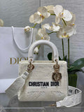 Dior Medium Lady D-Lite Bag M0565 White Butterfly Macramé Embroidery - Default Title - View 1