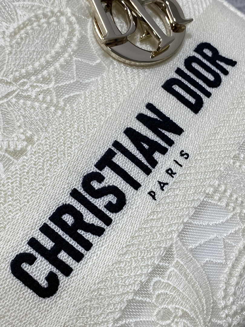 Dior Medium Lady D-Lite Bag M0565 White Butterfly Macramé Embroidery - Default Title - View 8
