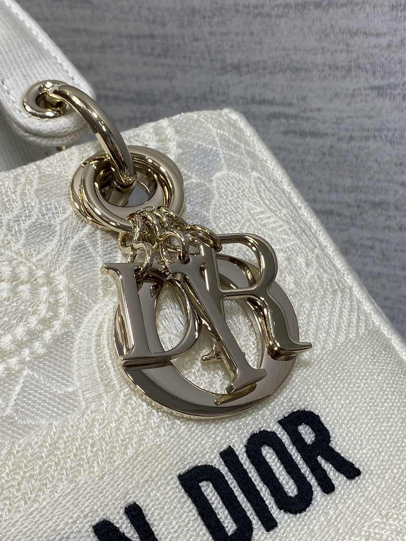 Dior Medium Lady D-Lite Bag M0565 White Butterfly Macramé Embroidery - Default Title - View 9
