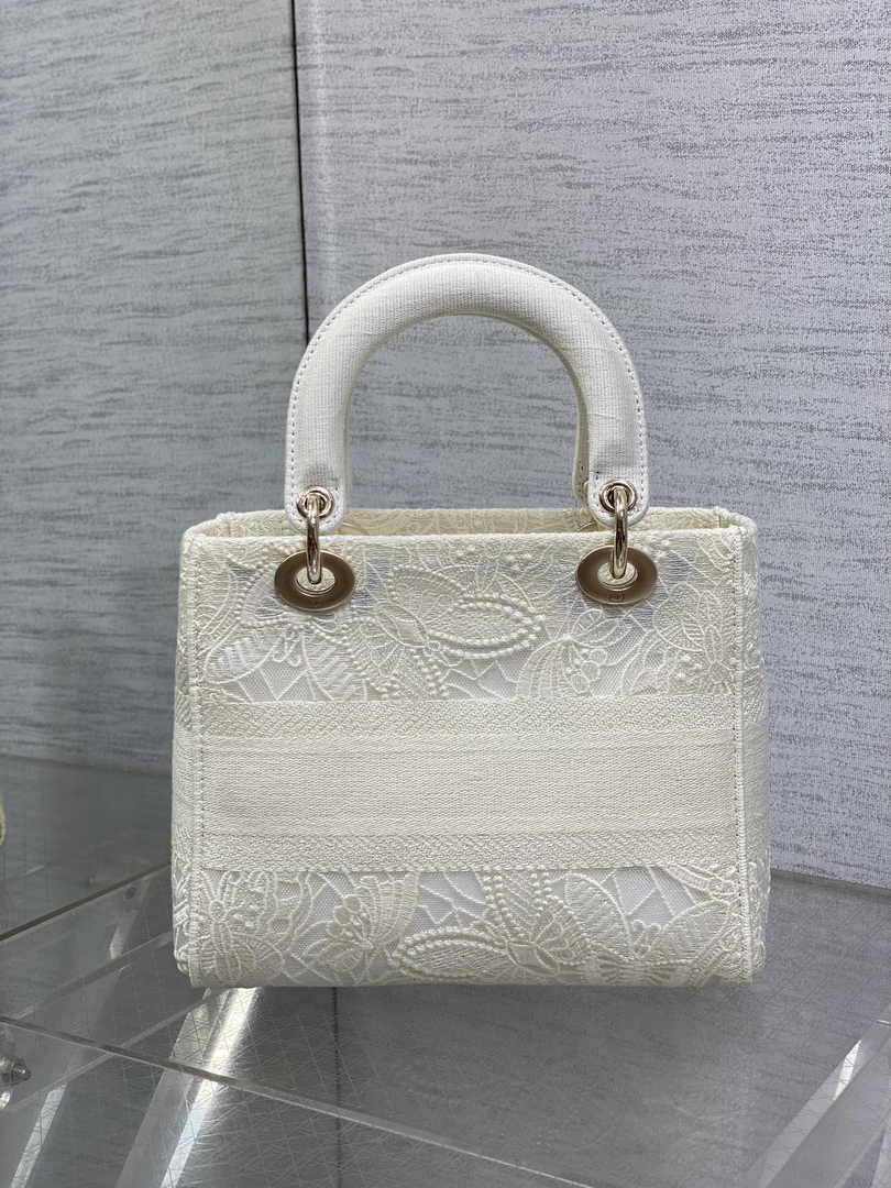 Dior Medium Lady D-Lite Bag M0565 White Butterfly Macramé Embroidery - Default Title - View 3