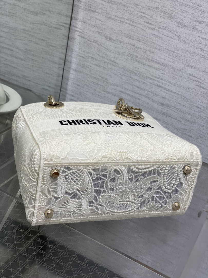 Dior Medium Lady D-Lite Bag M0565 White Butterfly Macramé Embroidery - Default Title - View 5