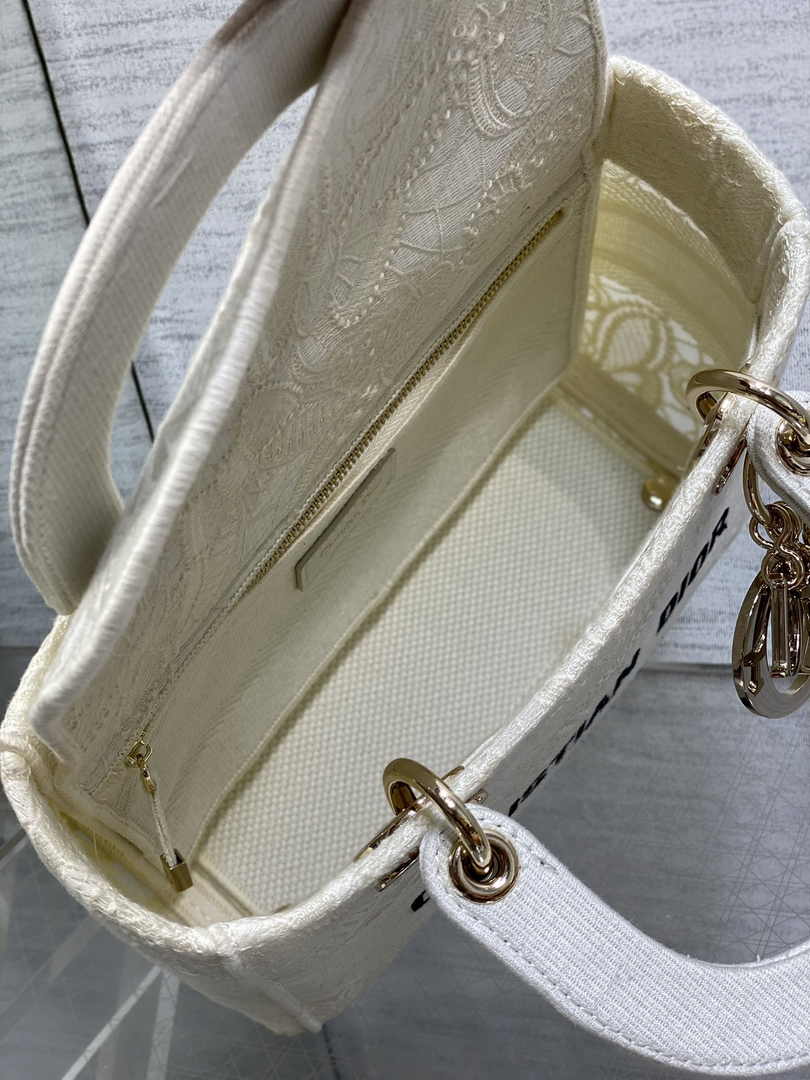 Dior Medium Lady D-Lite Bag M0565 White Butterfly Macramé Embroidery - Default Title - View 6