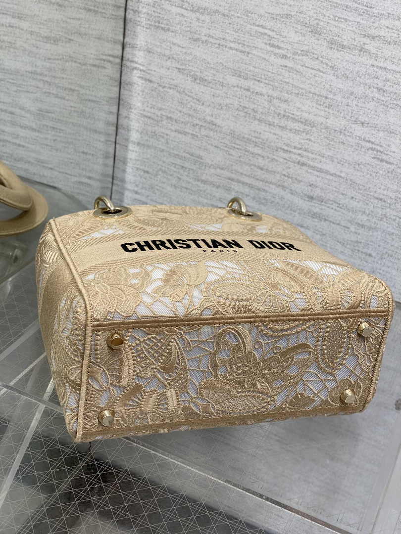 Dior Medium Lady D-Lite Bag M0565 Apricot Butterfly Macramé Embroidery - Default Title - View 5