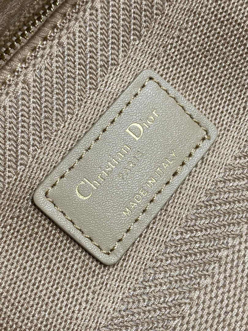 Dior Medium Lady D-Lite Bag M0565 Apricot Butterfly Macramé Embroidery - Default Title - View 7
